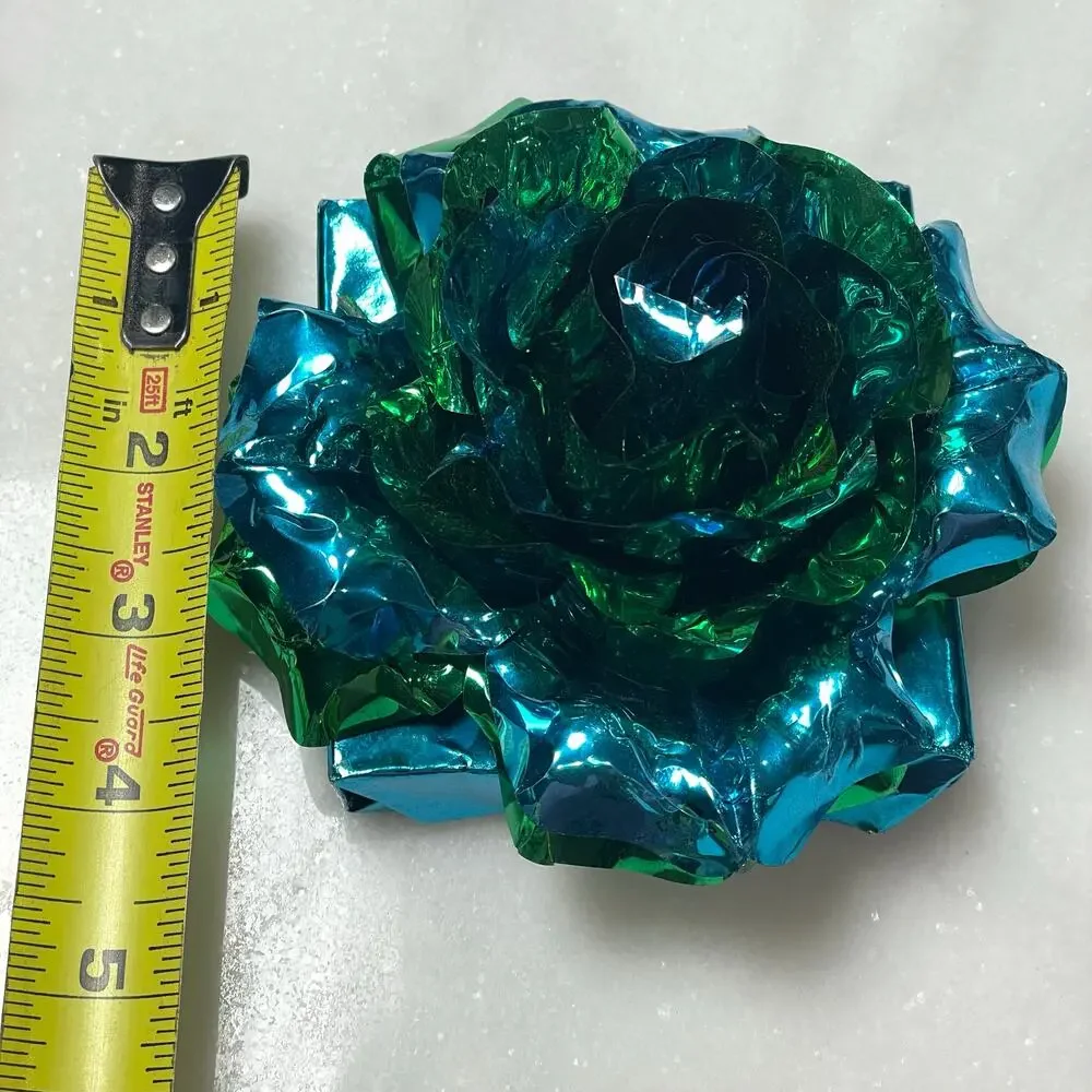 Vintage Metallic Foil Gift Bow Alexandra de Markoff EMPTY Teal Small Powder Size